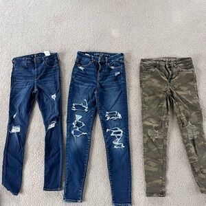 American Eagle Distressed Jeans and Camo Pants